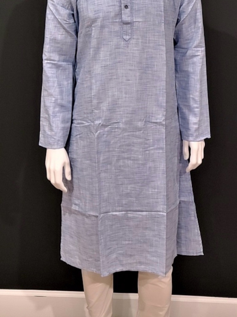 ZORRO Men’s Kurta Tunic Shirt Blue Cotton Woven Long Sleeve – Size 36